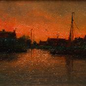 Romain STEPPE (1859 - 1927) - "Crépuscule d'été" - Huile sur panneau