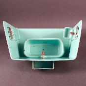Ancienne salle de bain de poupée en tôle verte équipée - Circa 1940