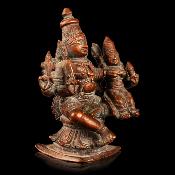Ancienne statuette en bronze du couple céleste  Shiva et Parvati