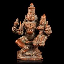 Ancienne statuette en bronze du couple céleste  Shiva et Parvati