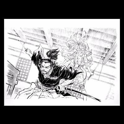 NATSUSAKA Shinichiro - "Banjuro vs Renard" - Dessin original