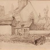 Gabriel Pascal QUIDOR, "Attelage, Four St-Bertin" - Crayon sur papier - Circa 1920
