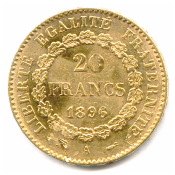 IIIème République - 20 Francs or (génie) - Paris, 1896