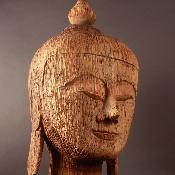 Tête de Bouddha en bois exotique - Birmanie