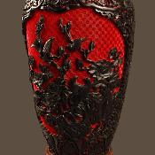 Important vase en laque rouge et noire sculpté - Chine XXème siècle