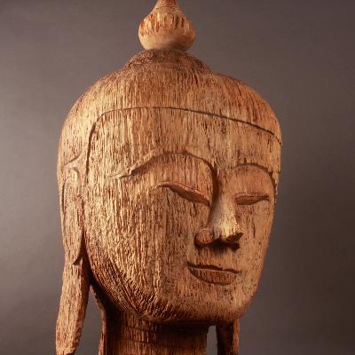 Tête de Bouddha en bois exotique - Birmanie